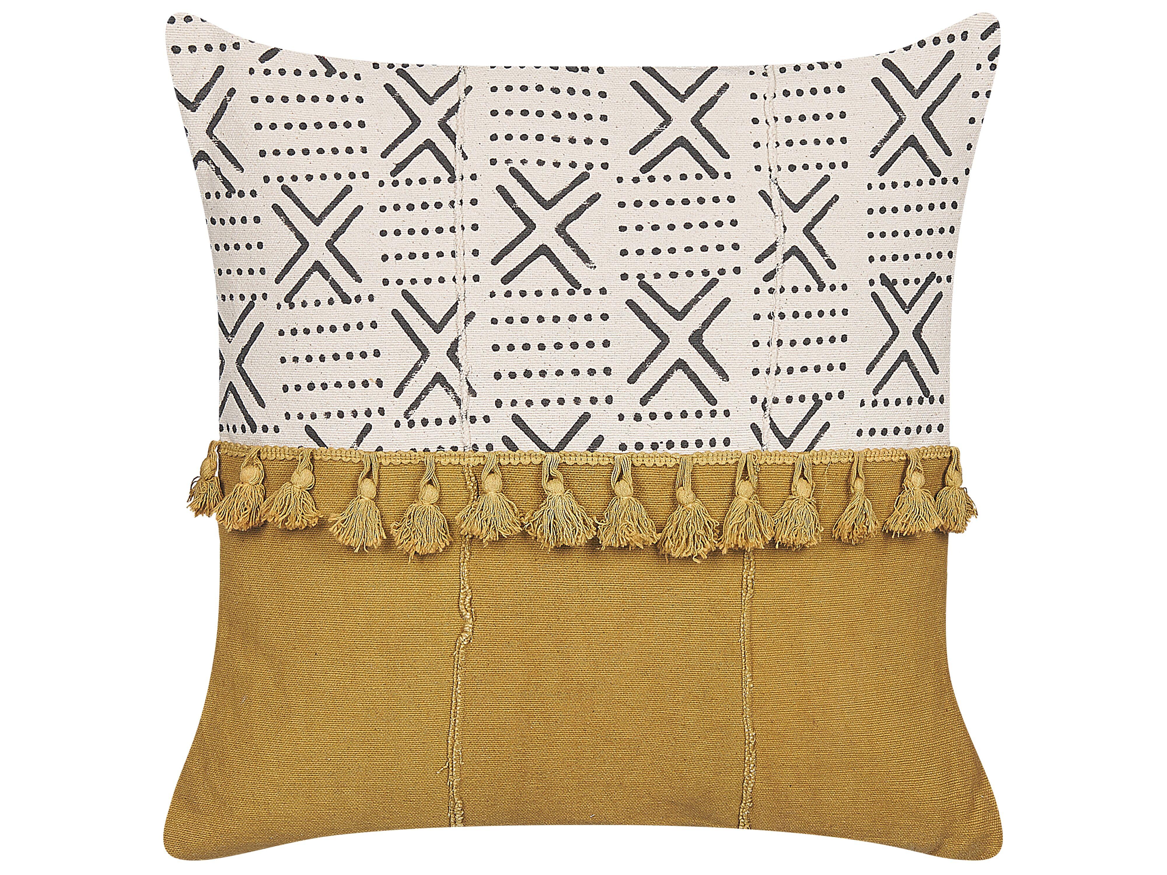 DEKOKISSEN Cremeweiß 45/45 cm Woodi - Ecru, Naturmaterialien/Textil (45/45cm) - Beliani