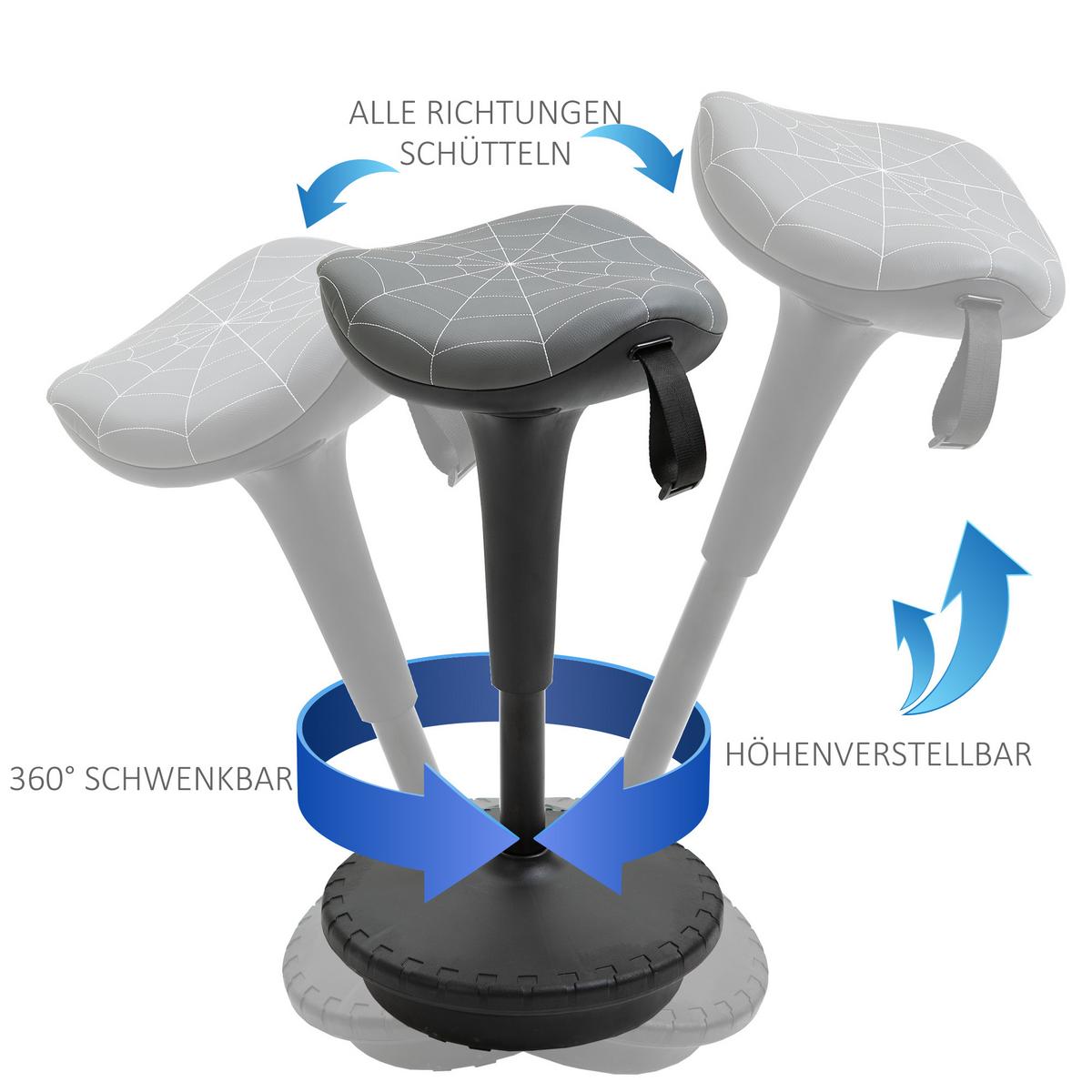 BARHOCKER mit Schwenkfunktion, ergonomisch, höhenverstellbar Grau - Grau, Kunststoff (34/83.5/34cm) - Vinsetto