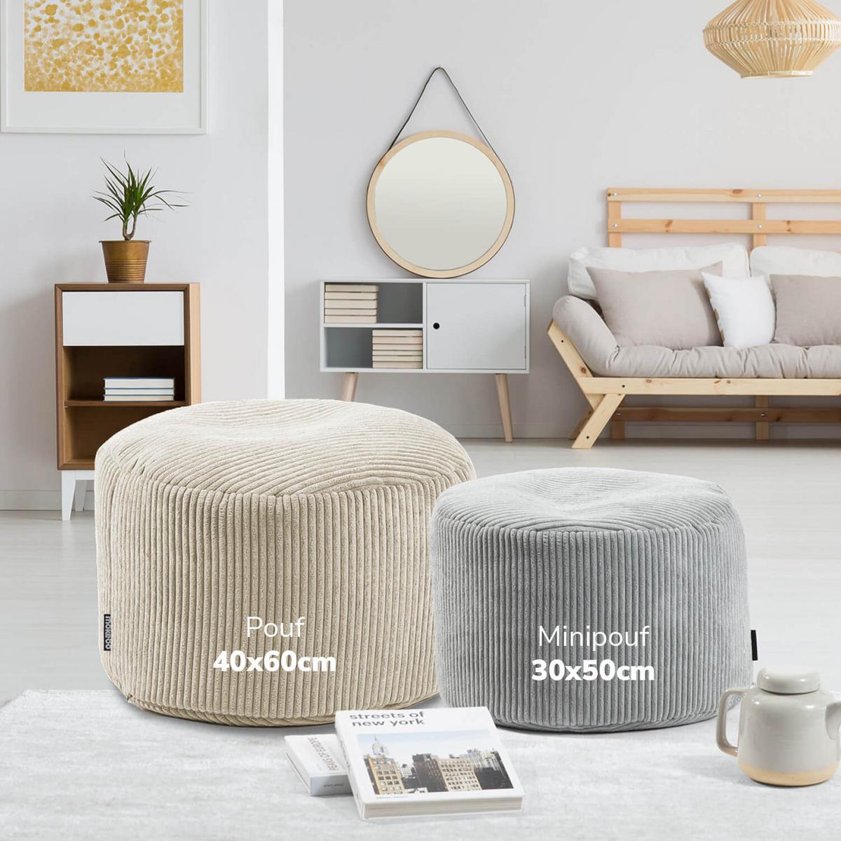 POUF Cord Der Faule Lenz - Beige, Textil (50/30/50cm) - Mokebo