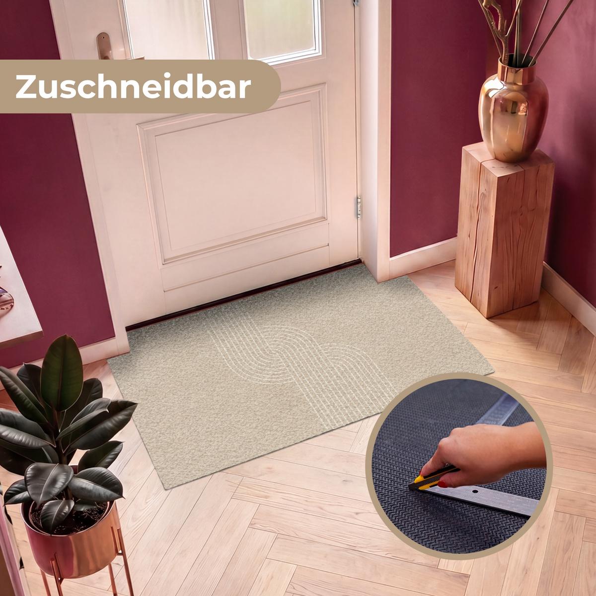 FUSSMATTE Parallele Linien - Leichte Textur - Beige Türmatte 120x80 cm - Beige, Kunststoff (120/0.4cm) - MuchoWow
