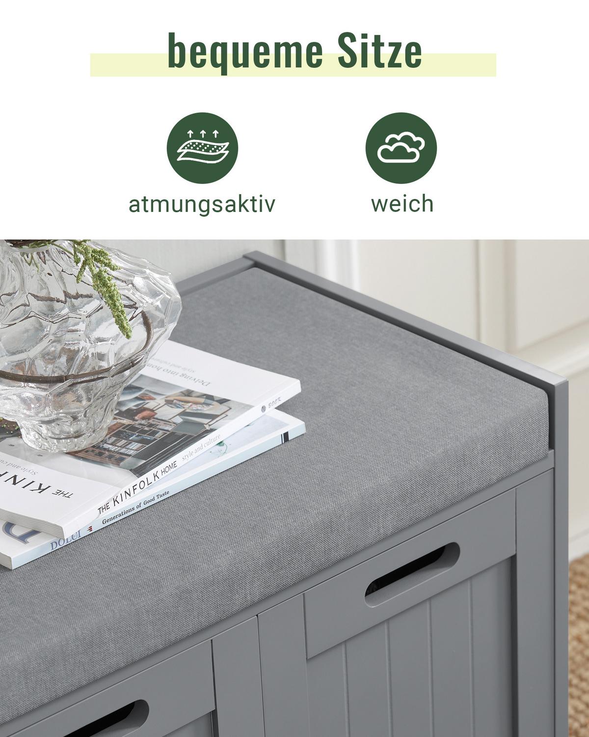 SCHUHBANK Grau - Grau, Holzwerkstoff (90/45/35cm) - SoBuy
