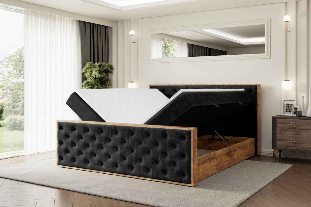 BOXBETT mit Matratze H3 und Lattenrost - LOLLI3-Z - 180x200 - Schwarz Casablanca - Schwarz, Holzwerkstoff (180/200cm) - ALTDECOR