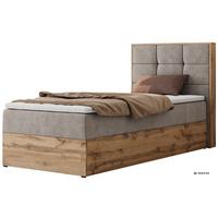 BOXBETT ALBERO 1 90/200 - Greige Stukture - Topper Visco - H3 - Rechts - Greige/Schwarz, Kunststoff/Textil (90/200cm) - MKS