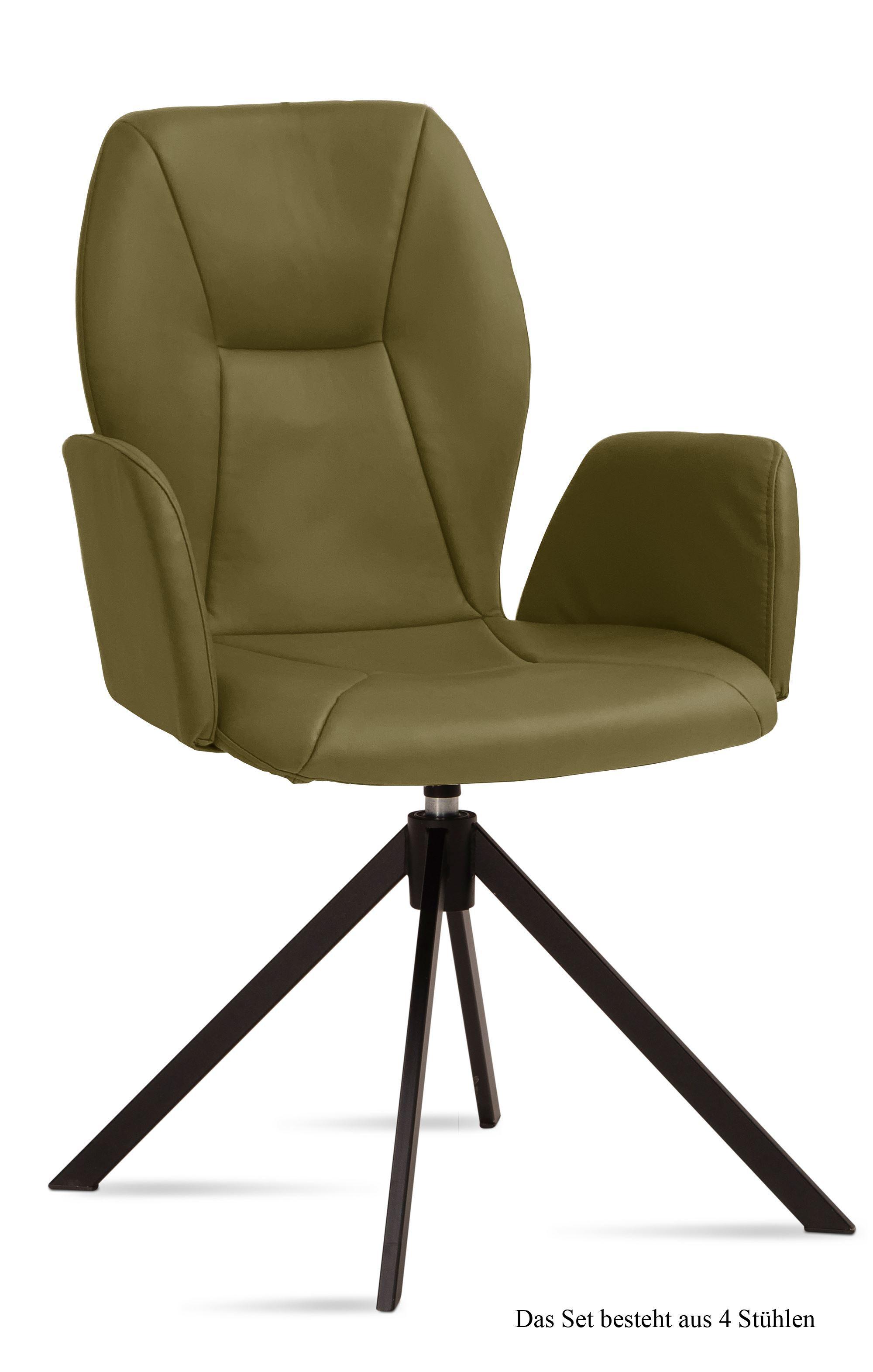 ARMLEHNSTUHL drehbar (4er-Set) Deonne 58x92x60 Schwarz/Olivgrün - Schwarz/Olivgrün, Kunststoff (60/92/58cm) - 58aufmkessel