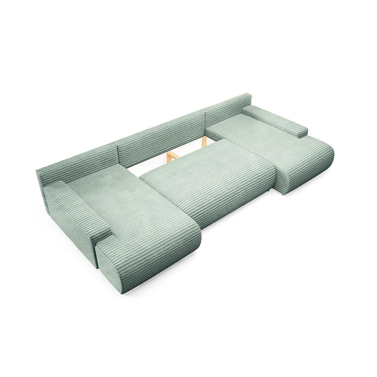 PANORAMASOFA Ivana 4 Sitzplätze Hellgrün - Grün, Holz (350/85/172cm) - Petits-meubles