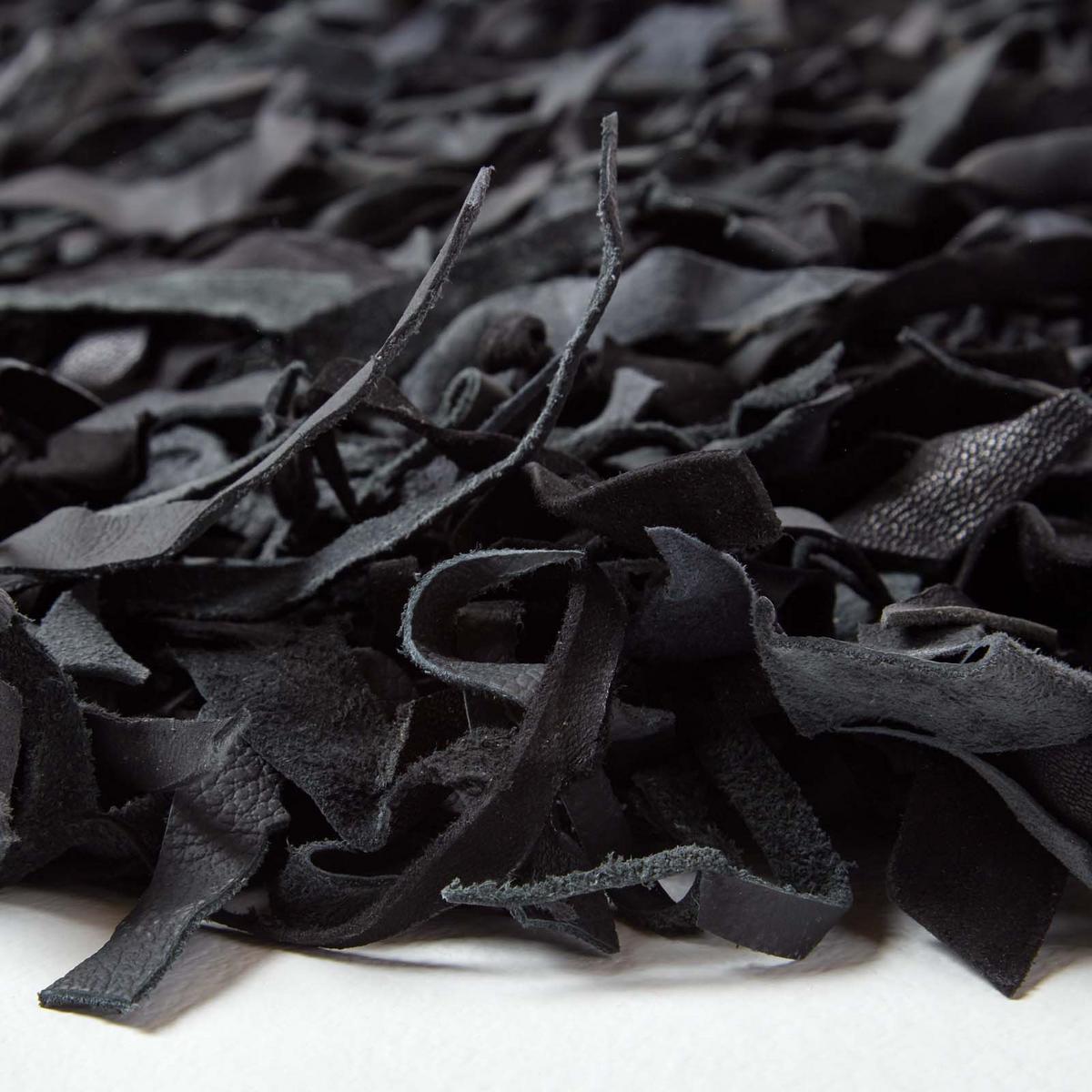 SHAGGY-TEPPICH Dallas 90/150 cm - Schwarz, Leder (90/150cm) - Homescapes