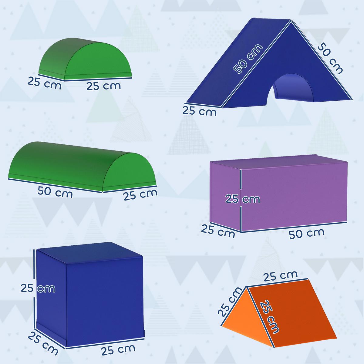 11-TLG. Softbausteine, Schaumstoffbausteine, Bausteinset zum Toben, Klettern - Multicolor, Kunststoff (25/25cm) - HOMCOM