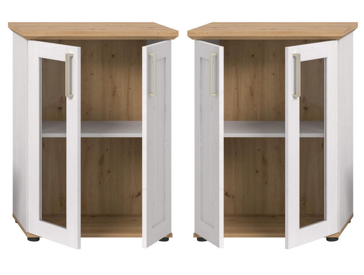 VITRINE weiß Lärche, Eiche Artisan 64 x 88 cm, Kommode im Landhaus-Stil - Silberfarben/Schwarz, Holzwerkstoff/Kunststoff (64/88/37cm) - Inn.Furn
