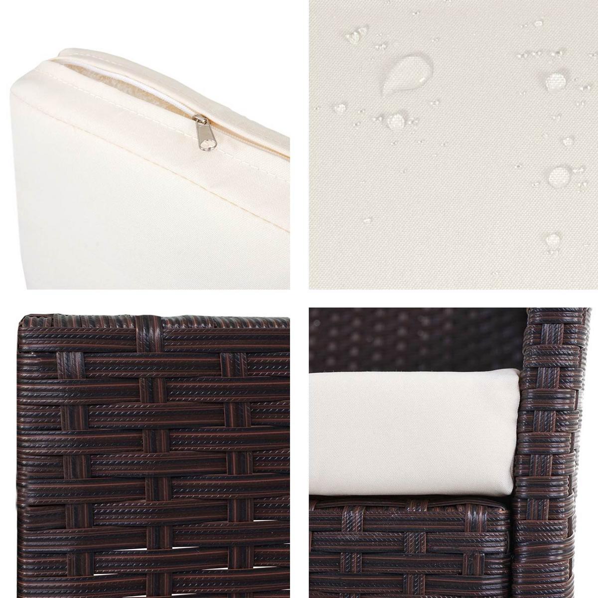 3-SITZER POLY-RATTAN GARTENBANK Braun, Cremeweiß - Braun/Weiß, Kunststoff (154/82/60cm) - MCW