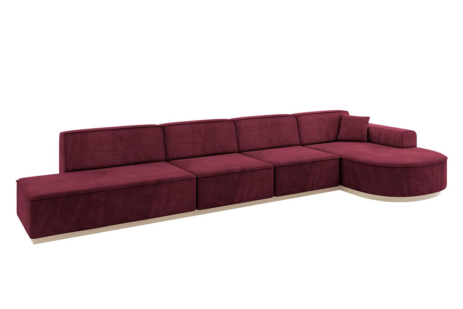 ECKSOFA Ottomane Rechts ARRIO-L3 - 413x171x83 cm Bordeauxrot - Bordeaux, Holzwerkstoff/Textil (413/171cm) - ALTDECOR