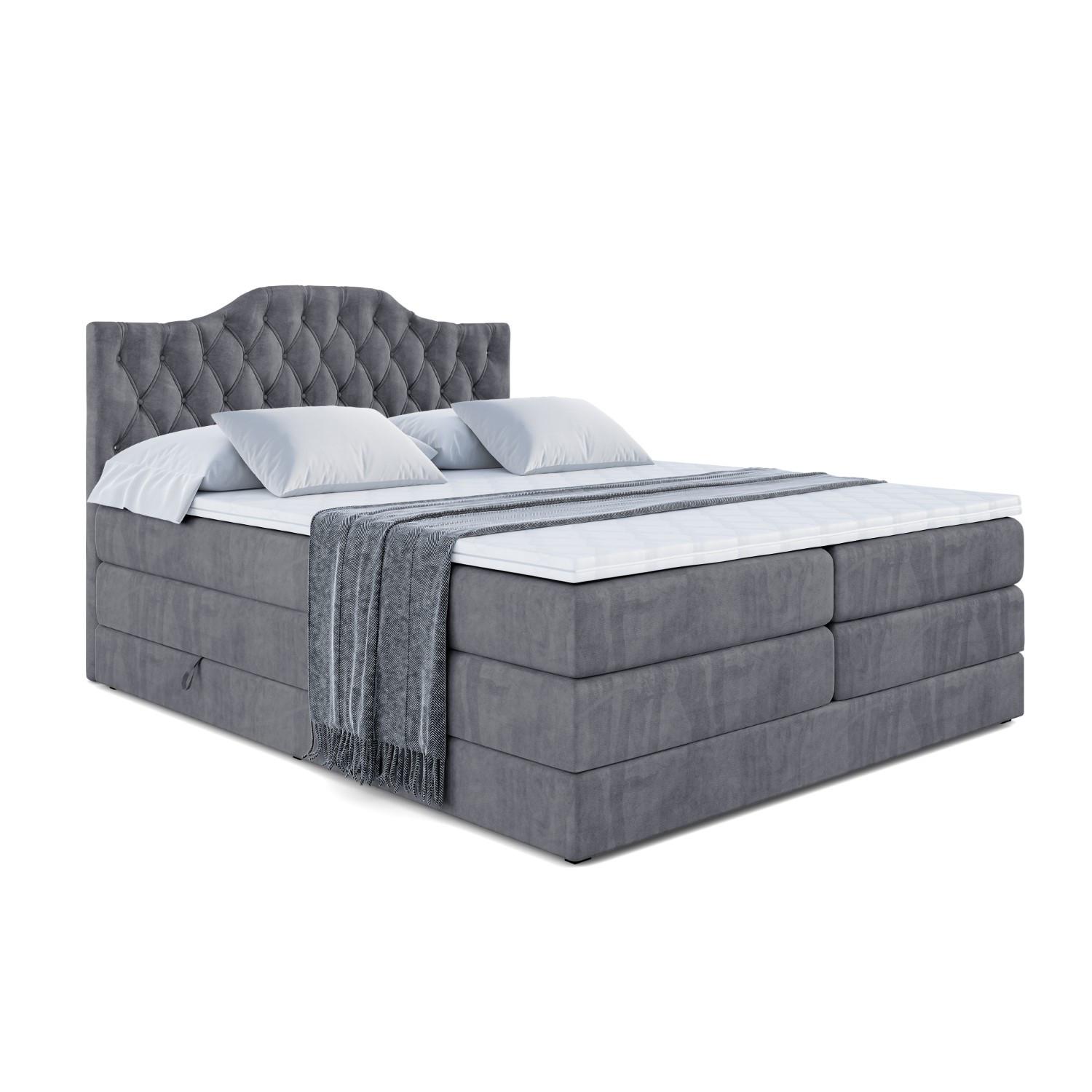 BOXSPRINGBETT VILA-1 KING - 200x200 - H3/H4 - Dunkelgrau - Dunkelgrau, Holzwerkstoff (200/200cm) - ALTDECOR