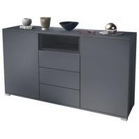 SIDEBOARD Skadu Grau Hochglanz - Anthrazit/Grau, Holzwerkstoff (138.5/75.5/35cm) - Vladon