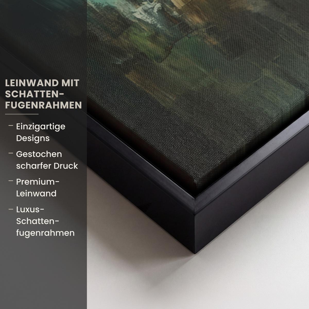 LEINWAND Bilder mit Rahmen - Hirsch - Gemalt - Geweih - Braun - 50x70 - Haselnussfarben, Textil (50/70cm) - MuchoWow