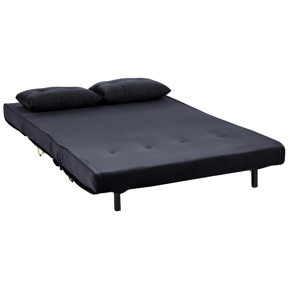 2-SITZER-SCHLAFSOFA Samtstoff Schwarz Vestfold - Schwarz, Textil (130/81/80cm) - Beliani