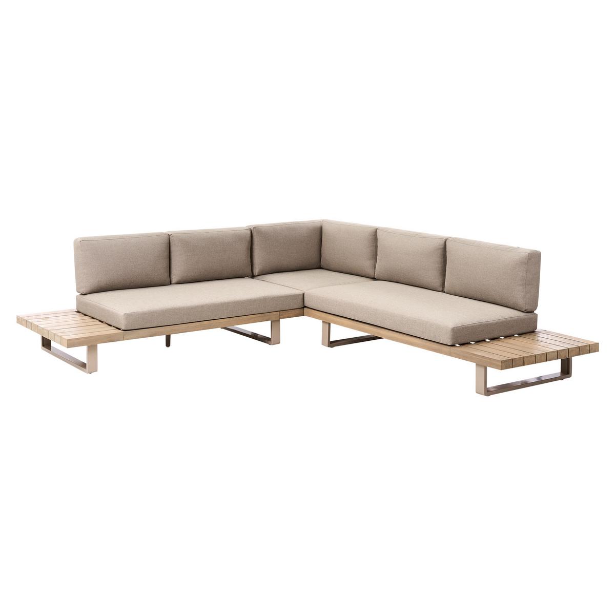LOUNGEGARNITUR Beige Mykonos - Taupe/Braun, Holz - Beliani