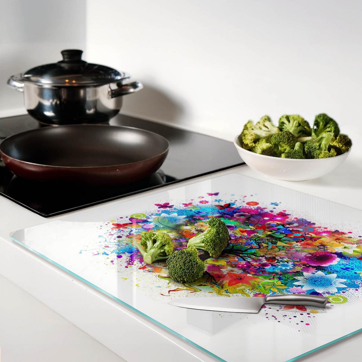 GLASPLATTE 60x52 cm Bunter Baum - Multicolor, Glas (60/0.4/52cm) - TULUP