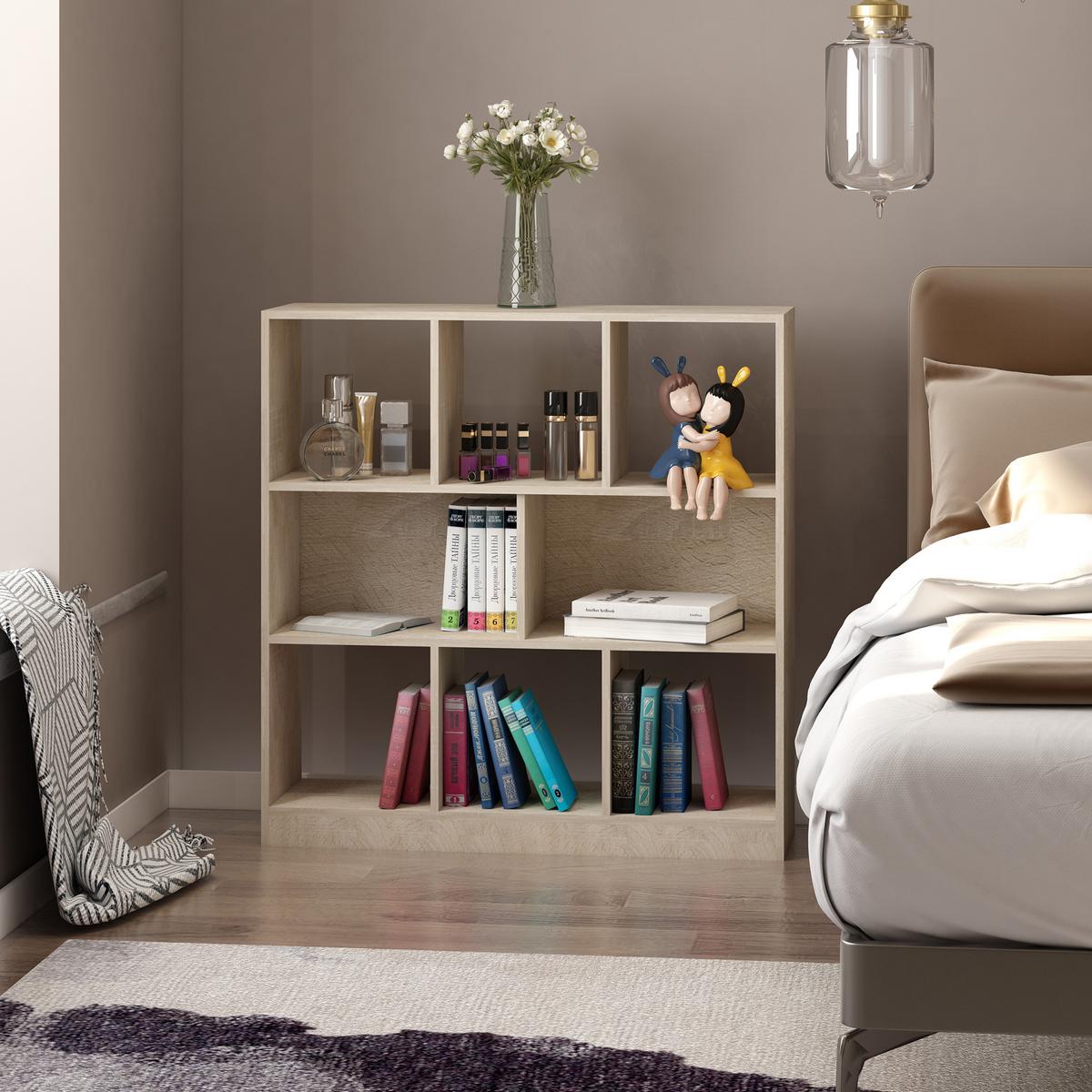 BÜCHERREGAL 3-stöckige Bücherregal Büroregal Home-Office Spanplatte Natur - Braun, Metall (97.5/100/30cm) - HOMCOM