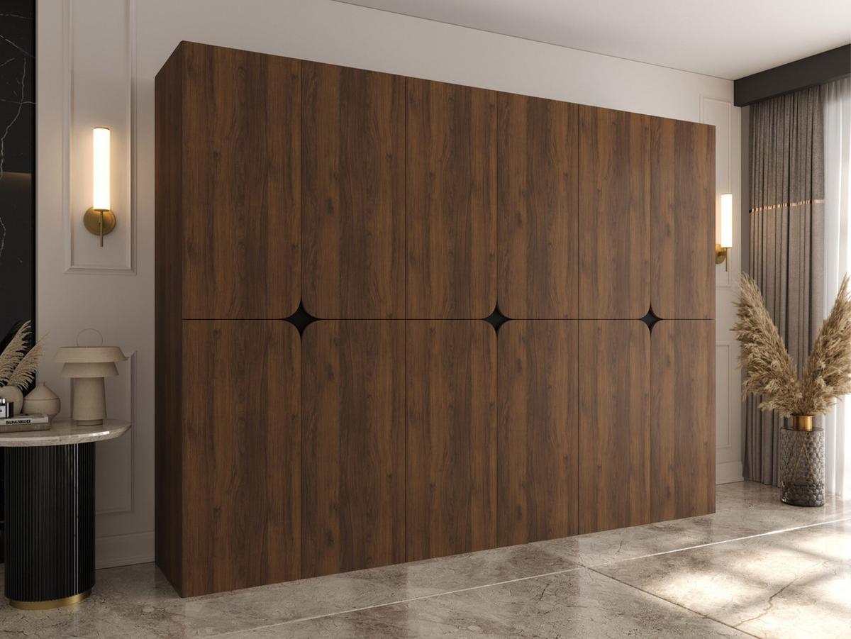 DREHTÜRENSCHRANK Espresso 270 cm - Nussbaumfarben/Schwarz, Holzwerkstoff/Kunststoff (270/203/50cm) - MIRJAN24