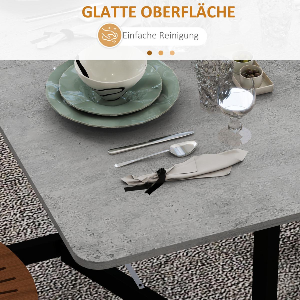 ESSTISCH, Küchentisch mit Rollen, Klapptisch für 4-6 Personen, für Küche, Grau - Schwarz/Grau, Holzwerkstoff/Metall (120/80/73cm) - HOMCOM