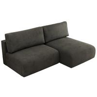 ECKSCHLAFSOFA VIVO L Dunkelgrau Velvet - rechts - Dunkelgrau/Schwarz, Kunststoff/Textil (150/223cm) - MKS