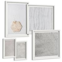 BILDER SET 5er Set - 50x50 cm & 20x30 cm & 40x60 cm Weißer Rahmen - Leichte Boho-Sandtexturen - Weiß, Kunststoff (40/60cm) - TULUP