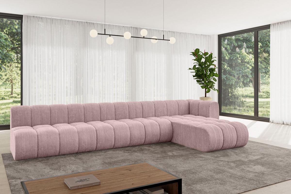 ECKSOFA modulares Sofa Darnel-L3 - 387x177x70 cm Rosa - Rosa, Holzwerkstoff/Textil (387/177cm) - ALTDECOR