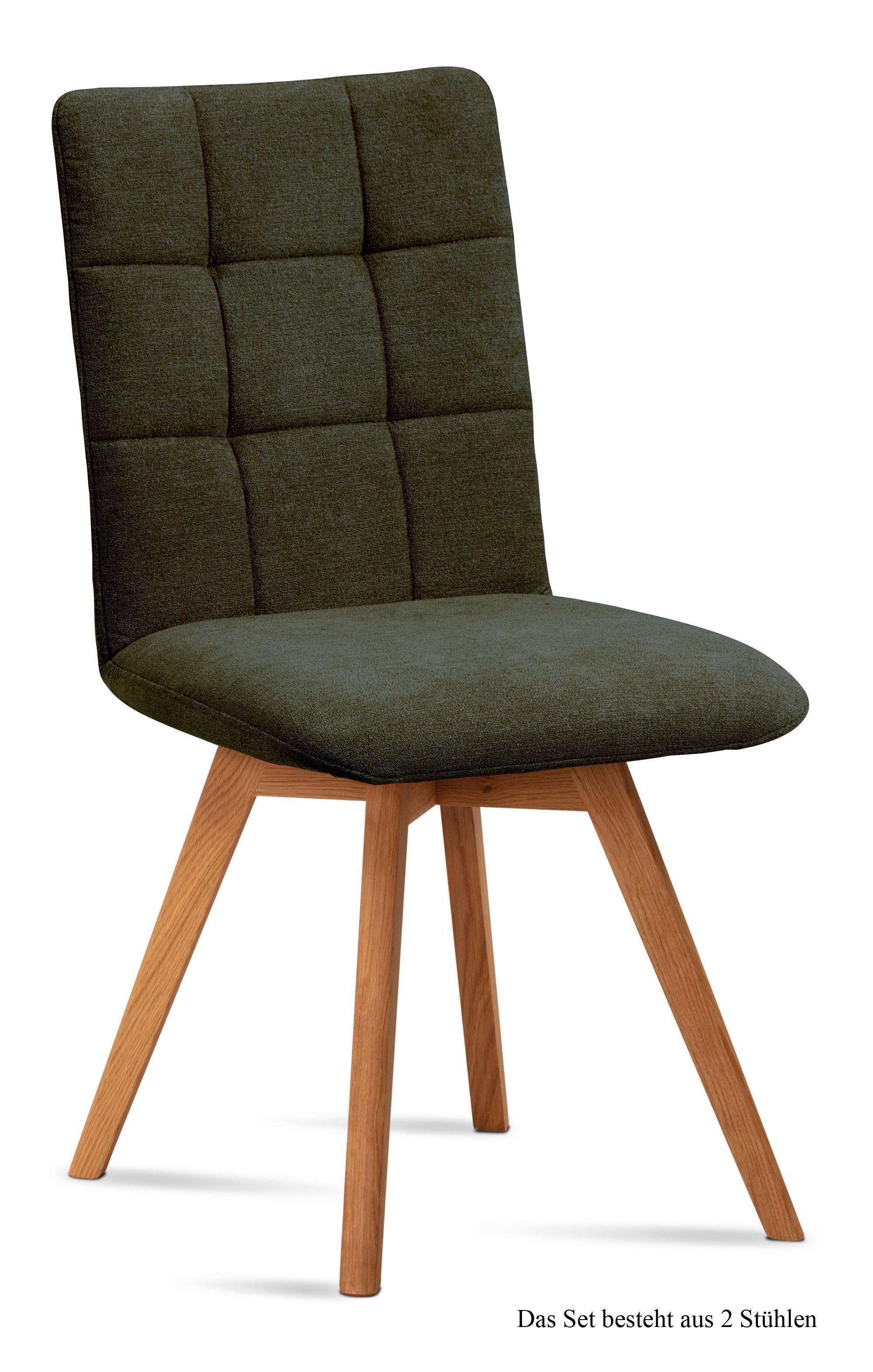 ESSZIMMERSTUHL (2er-Set) Dinny 47x91x60 Eiche geölt/Khaki - Dunkelgrün/Eichefarben, Kunststoff (60/91/47cm) - 58aufmkessel