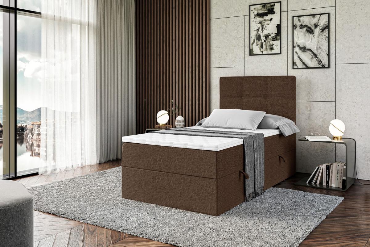 BOXBETT mit Matratze H3 und Lattenrost - MARCE - 90x200 - Links Braun - Braun, Holzwerkstoff (90/200cm) - ALTDECOR