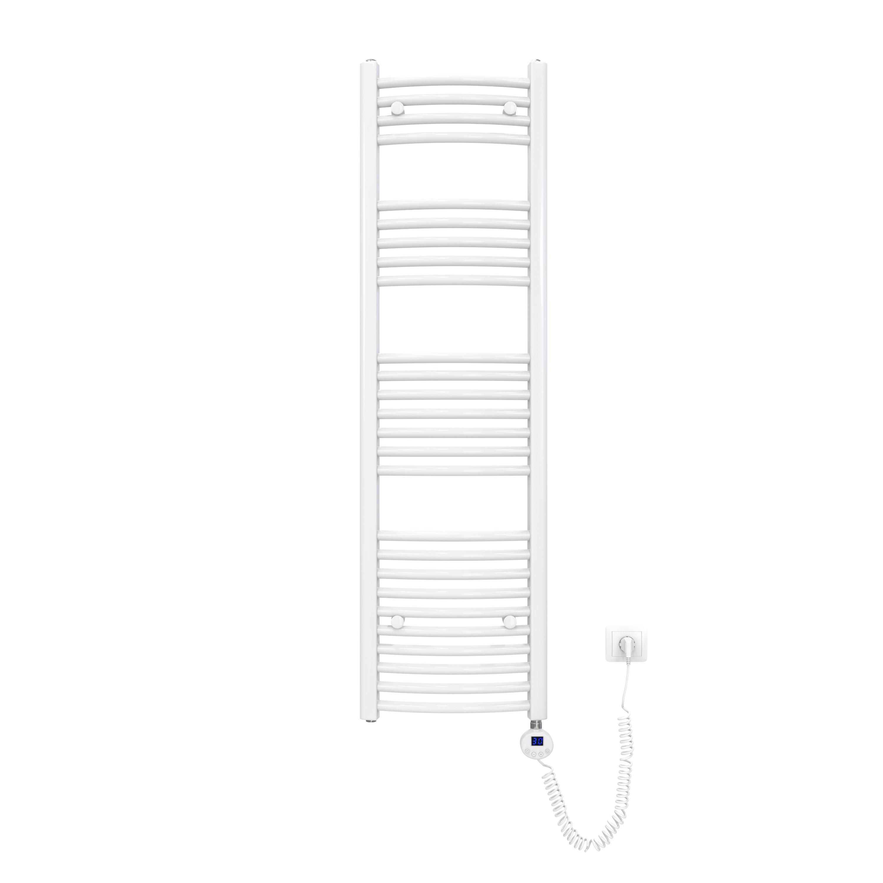 HANDTUCHHEIZKÖRPER elektrisch gebogen Weiß 140/40/5,6 cm - Weiß, Metall (40/140/4.4cm) - EMKE