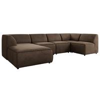 WOHNLANDSCHAFT MODARO U 5M - Braun Velvet - Links - Schwarz/Braun, Textil (180/78/345cm) - MKS