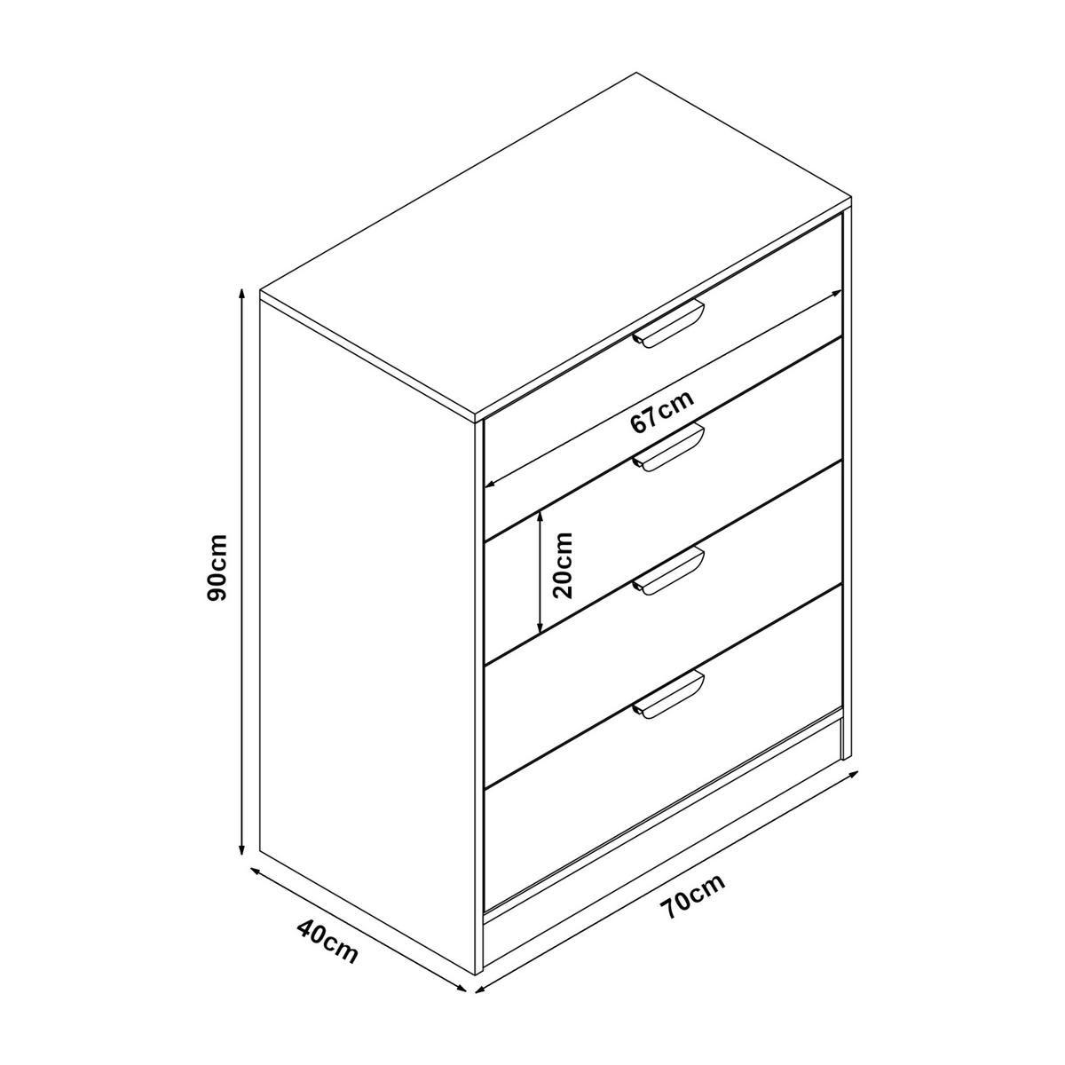 KOMMODE Varkaus - Eichefarben/Weiß, Holzwerkstoff (70/90/40cm) - [en.casa]