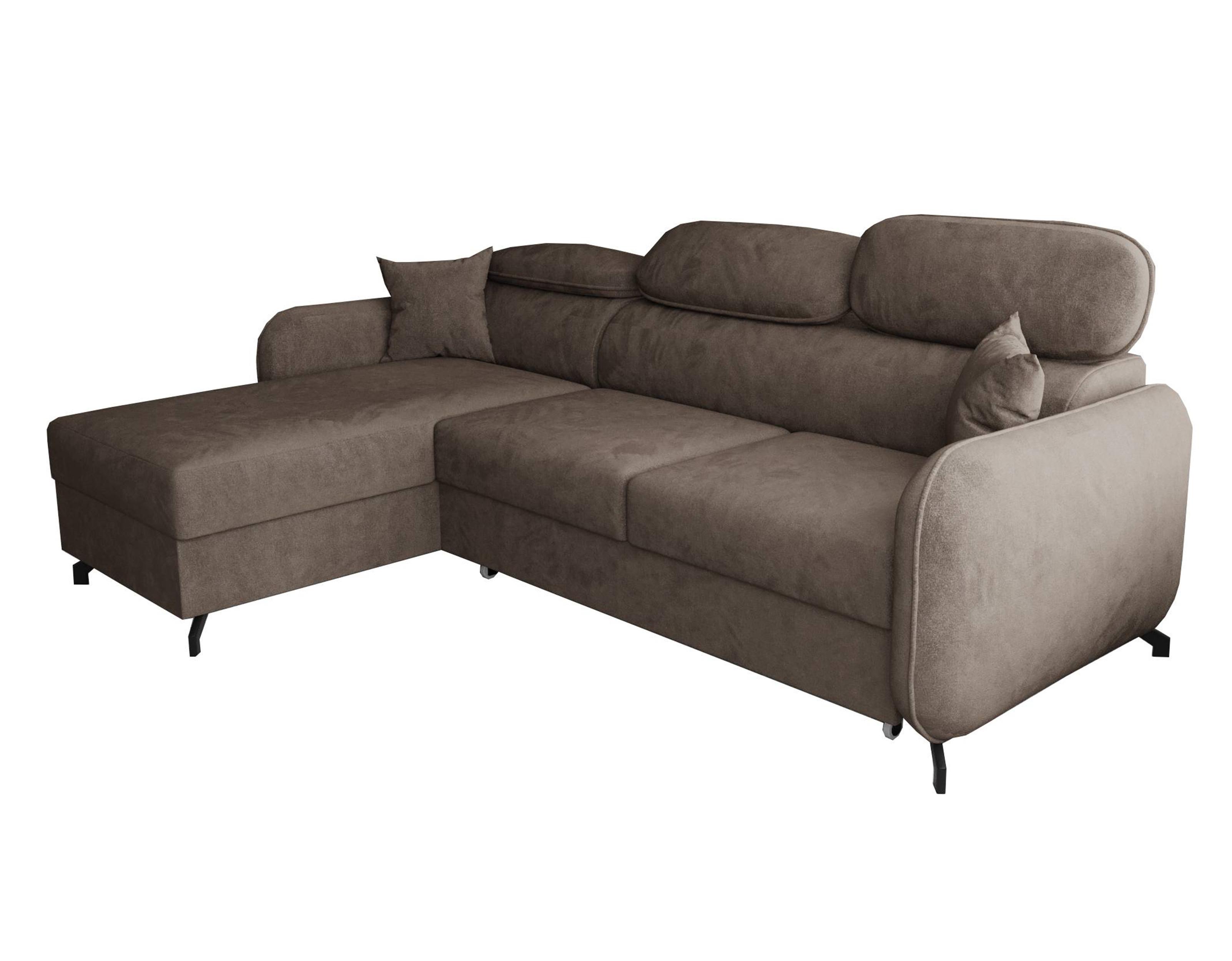 ECKSOFA L Form Ribella 5 Braun 265/180/100 cm Links mit Schlaffunktion - Schwarz/Bronzefarben, Textil/Metall (180/265cm) - AX Living