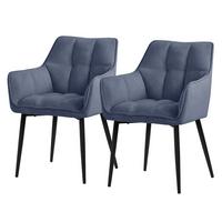 ESSZIMMERSTÜHLE 2ER-SET Blau Frotteestoff - Blau/Schwarz, Textil/Metall (63/90/57cm) - ML-DESIGN