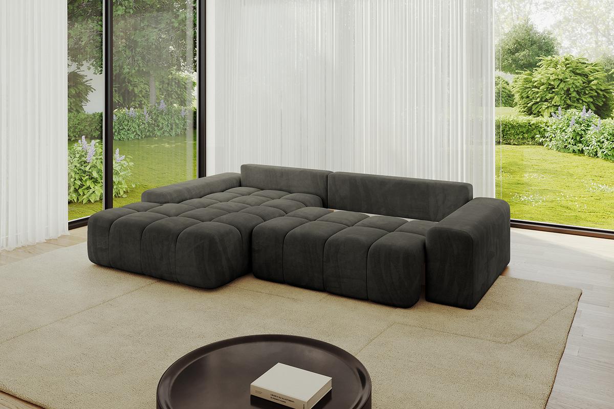 ECKSOFA Ottomane Links ENSI-L - 267x164x69 cm Schwarz - Schwarz, Holzwerkstoff/Kunststoff (267/164cm) - ALTDECOR