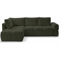 ECKSOFA Taremi mit Chenillebezug Olivgrün, beidseitig - Schwarz/Olivgrün, Textil (267/185cm) - Selsey