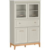 VITRINE Charlott mit 1 Schublade und 4 Türen, mit LED-Beleuchtung - Kaschmir/Eichefarben, Holz/Holzwerkstoff (92/150.5/40.5cm) - Beautysofa