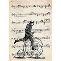 POSTER Hochrad-Fahrradauf Noten. A4 Schwarzer Rahmen - Schwarz, Papier (29.7/5/21cm) - Nacnic