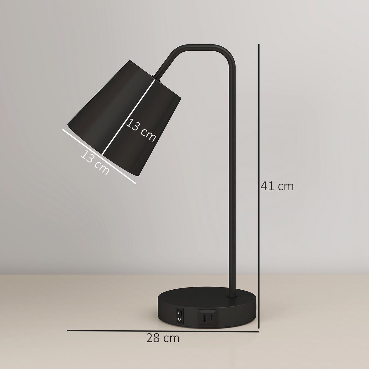 TISCHLAMPE 2er Set Stahl Schwarz - Schwarz, Metall (28/15/41cm) - HOMCOM