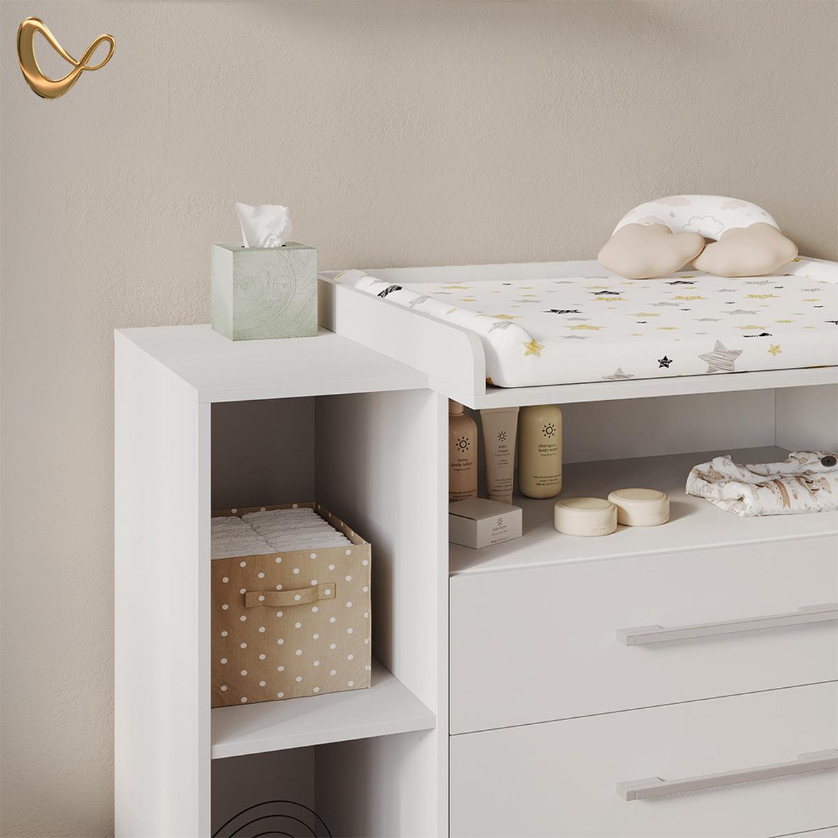 WICKELKOMMODE Torino Weiß XL mit Schubladen - Weiß, Holzwerkstoff (143/100/70cm) - Livinity®