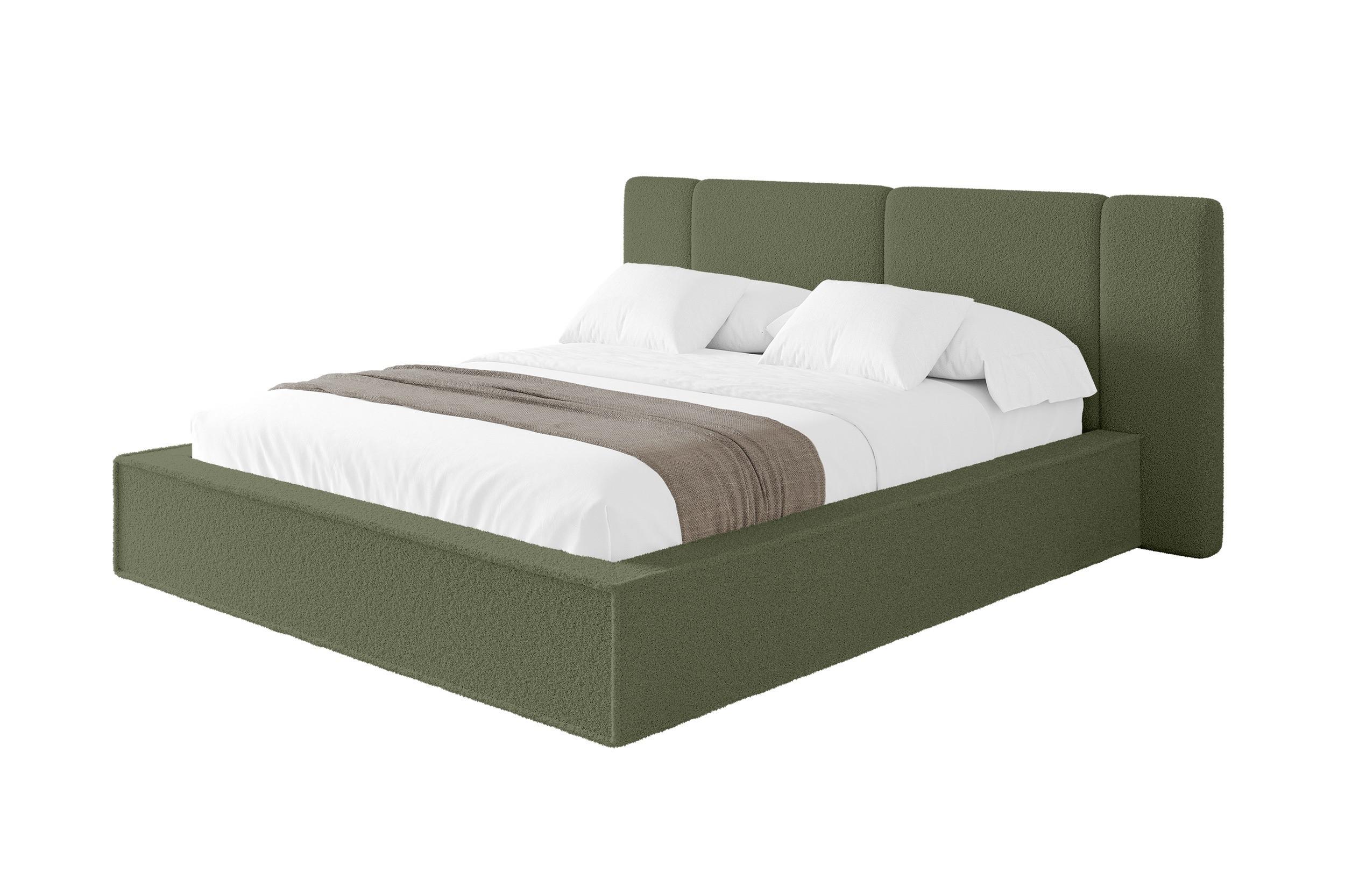 POLSTERBETT mit Bettkasten und Lattenrost, Bett mit Matratze H3/H4 - RIVO 140x200 Grün - Olivgrün, Holzwerkstoff/Textil (140/200cm) - ALTDECOR