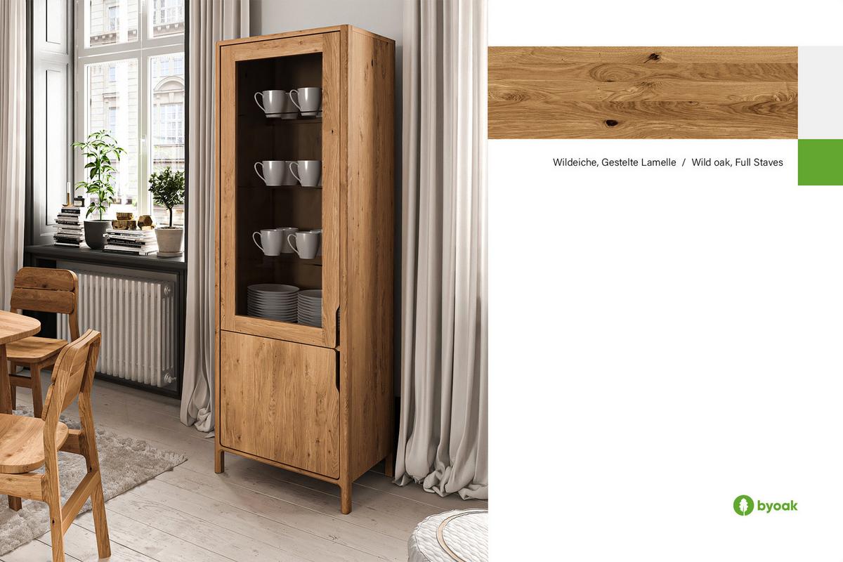 VITRINE PAUL Wildeiche - Wildeiche, Holz (59/188/50cm) - byoak