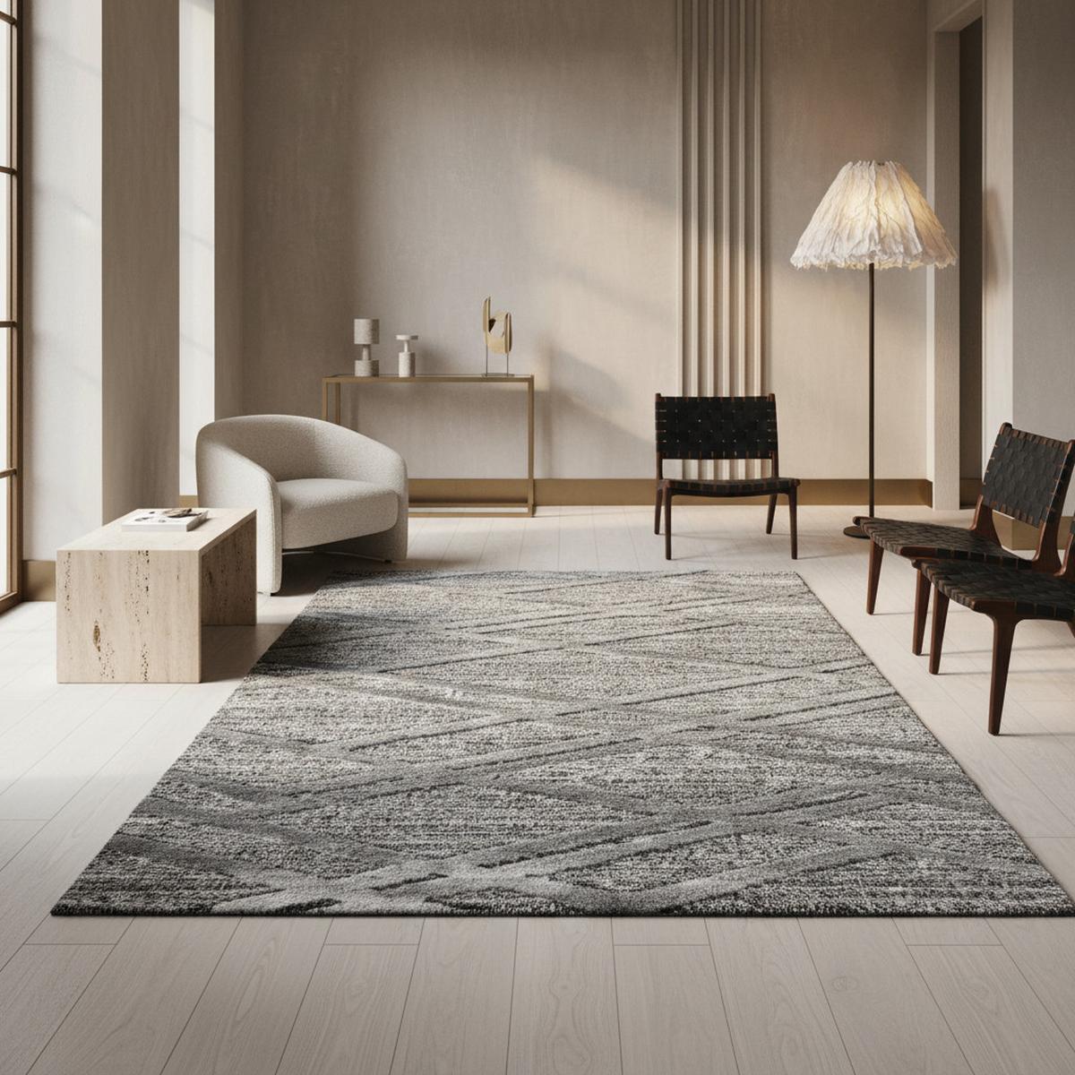 HOCHFLORTEPPICH EISACK, im Boho-Stil, aus Polypropylen, Grau, 280 x 370 cm - Grau, Textil (370/280cm) - KADIMA DESIGN