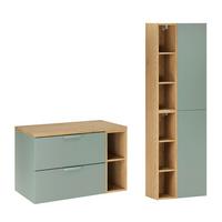 BADMÖBEL 80.6cm Oria 2er-Set Grün - Grün, Holzwerkstoff (80.6/50/46.5cm) - Petits-meubles