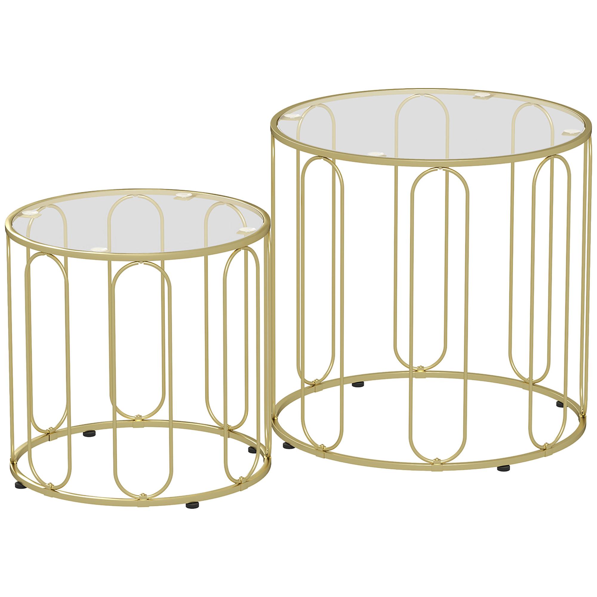 COUCHTISCH-SET 2er Set Metall Glas Gold - Goldfarben, Metall (50/50/50cm) - HOMCOM