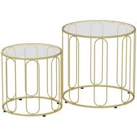 COUCHTISCH-SET 2er Set Metall Glas Gold - Goldfarben, Metall (50/50/50cm) - HOMCOM
