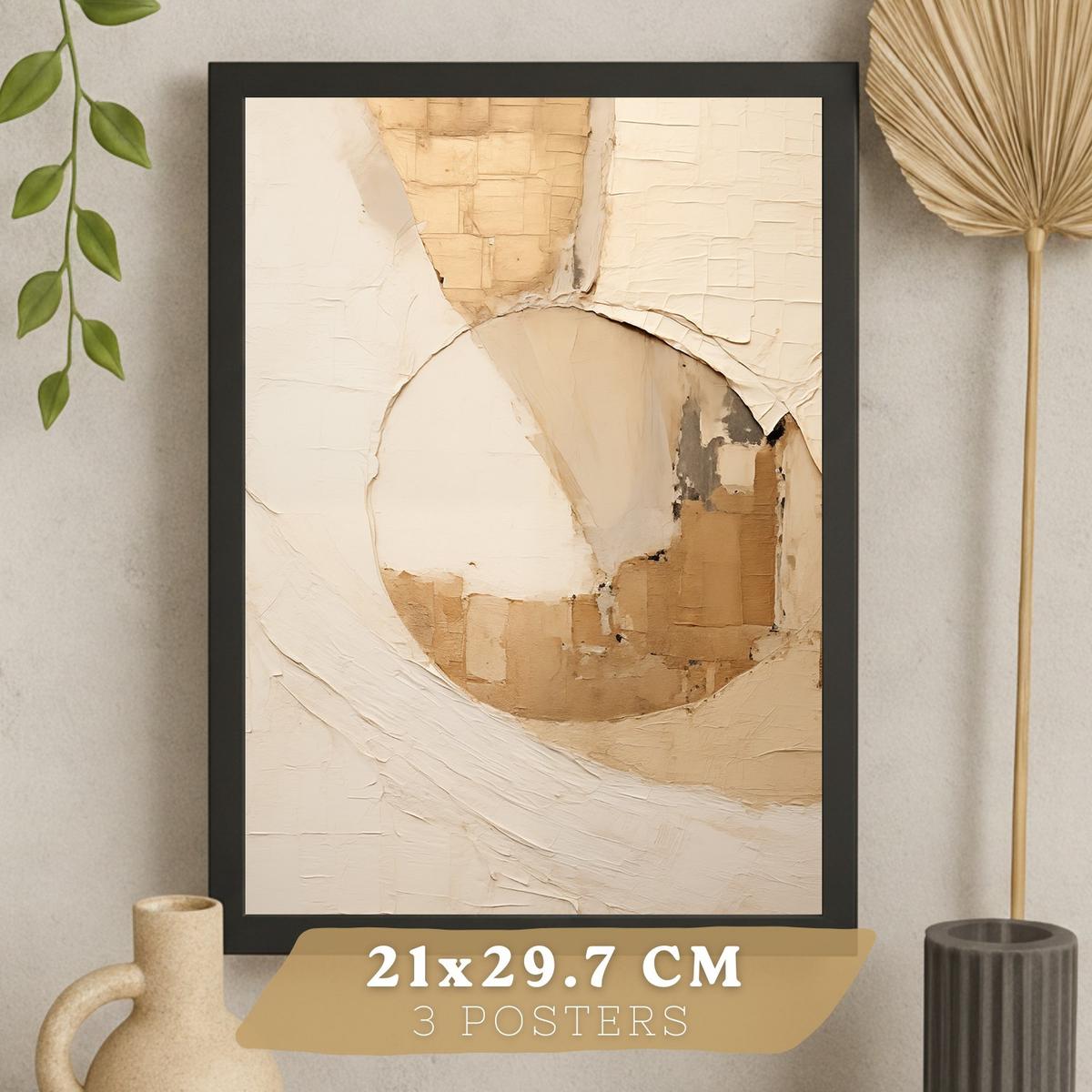 POSTER Set of 3 Abstract Geometric Wall Art Prints Modern Living Room Bedroom Kitchen Bathroom Decor Rahmenlos A3 - Schwarz, Papier (29.7/1/42cm) - Nacnic