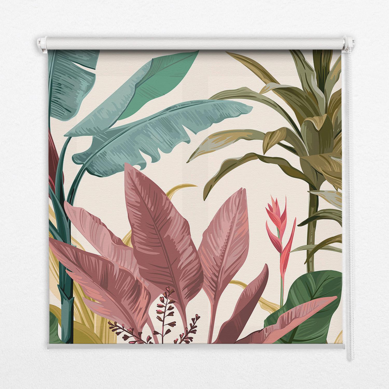 INNENROLLO - Fensterrollo - Rollo - 110x140 cm - Bunte Blätter - Weiß, Kunststoff (110/140/0.5cm) - TULUP