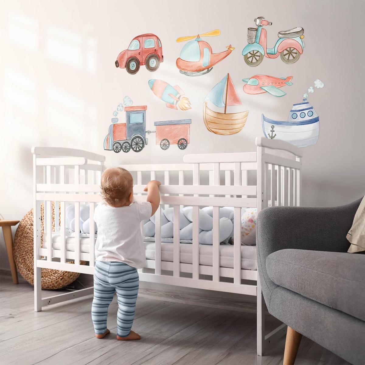 WANDAUFKLEBER 130x204cm - Fahrzeuge als Transportmittel - Multicolor, Kunststoff (130/204/0.1cm) - Wallfluent