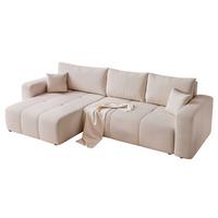ECKSOFA Leros Xl Mit Schlaffunktion - Beige, Holzwerkstoff/Textil (278/145cm) - Fun Möbel