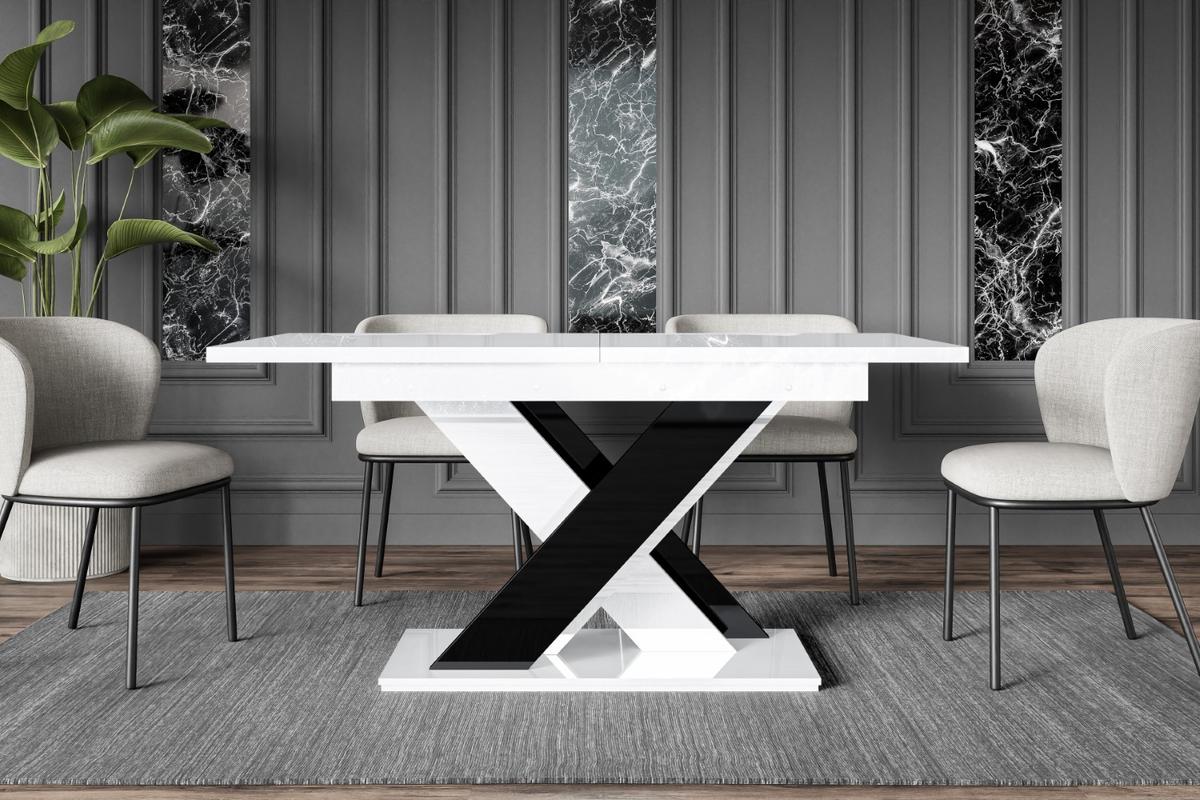 ESSTISCH ausziehbar 140 -180x80x75 cm - Weiß Hochglanz/Schwarz Hochglanz - RONX - Schwarz Hochglanz/Weiß Hochglanz, Holzwerkstoff (140/80/75cm) - ALTDECOR